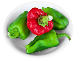 Bell pepper on white dish.