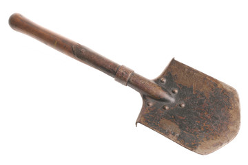 Army shovel isolated on a white background.