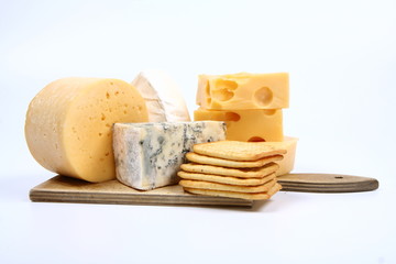 Various types of cheese and crackers