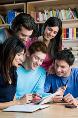 Students in college library