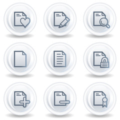 Document web icons set 2, white glossy circle buttons