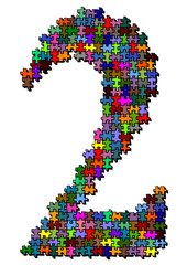 Illustration of number made of puzzle