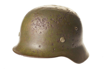 German rusty army helmet world war isolated with cliping path