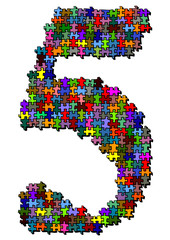 Obraz premium Illustration of number made of puzzle