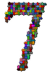 Illustration of number made of puzzle