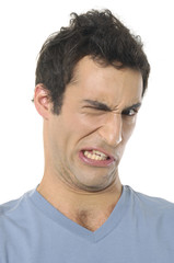 man with an exaggerated sad face