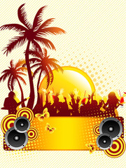 Summer disco party flyer with palms