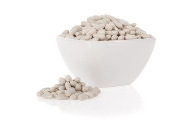 Cannellini beans or Haricot in a bowl isolated on a white