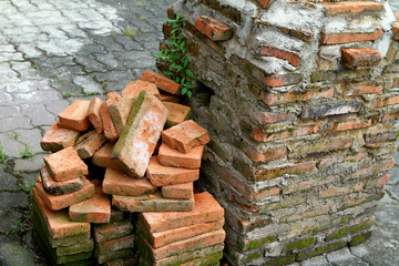 pile of brick on pole ruins