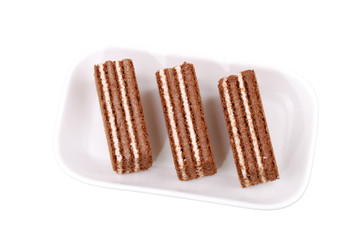 Plate with wafers on white