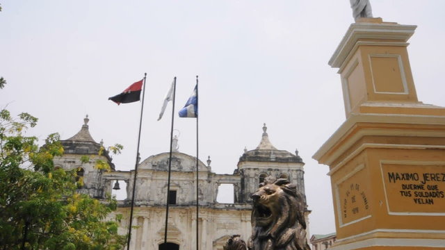 Cathedral of Leon statue Maximilio Jerez   Leon Nicaragua