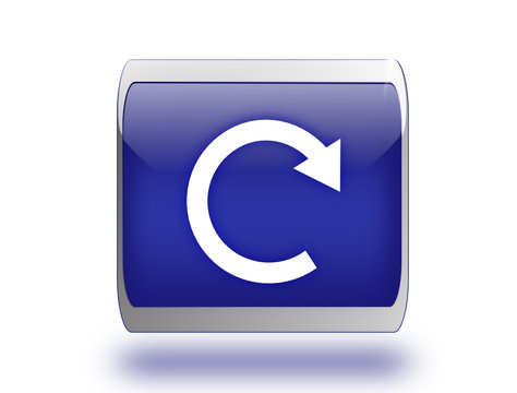 bouton web 3d  bleu carr&eacute;  fleche ronde blanche