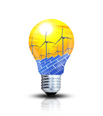 Winkraft und Solar in einer Glühbirne