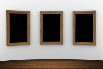 Empty wood frames hanging on the wall
