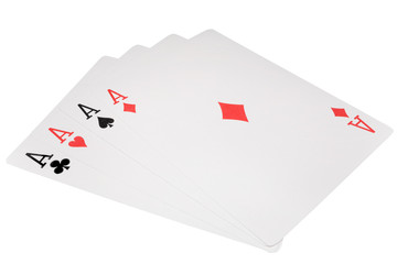 playing cards four aces isolated on white background