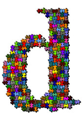 Illustration of letter made of puzzle