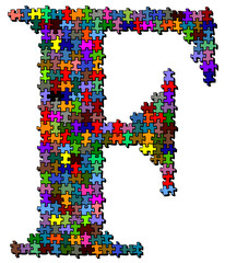 Illustration of letter made of puzzle