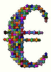 Illustration of euro sign made of puzzle
