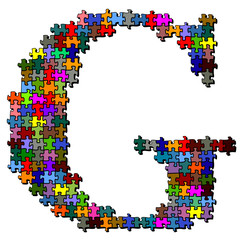 Illustration of letter made of puzzle