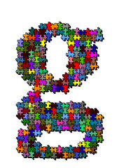 Illustration of letter made of puzzle