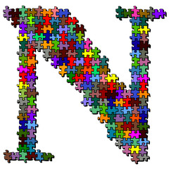 Illustration of letter made of puzzle