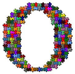 Illustration of letter made of puzzle