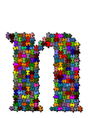 Illustration of letter made of puzzle