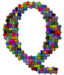 Illustration of letter made of puzzle