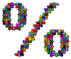 Illustration of percent made of puzzle