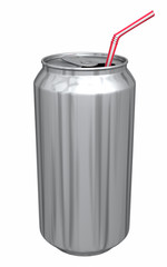 Soda can with straw