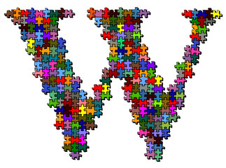 Illustration of letter made of puzzle