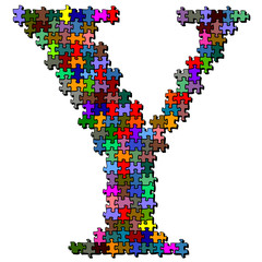 Illustration of letter made of puzzle