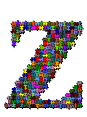 Illustration of letter made of puzzle