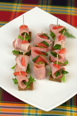Assorted meat canape