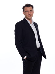 studio portrait on white background of a hansdsome man