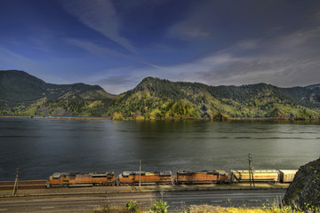 Freight Train on Columbia River Gorge