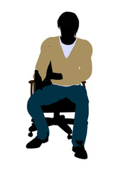 Casual Dressed Male Sitting In A Chair Silhouette