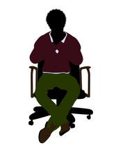 African American Casual Man Sitting On A Chair Silhouette