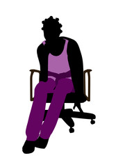 African American Casual Woman Sitting On A Chair Silhouette