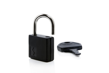 padlock and key isolated on a white background