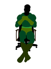African American Male Super Hero Sitting On A Chair Silhouette