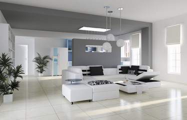 3d render modern living room