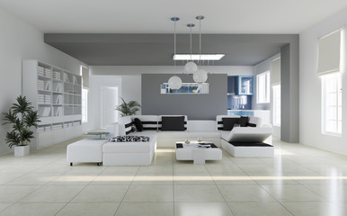 3d render modern living room