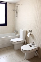 bathroom with bath toilet and bidet