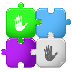 Fototapeta premium Stop hand. Vector puzzle.