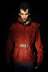 Close up portrait of young serious man