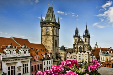 Fototapeten Blick von der Dachterrasse über Orloj, Prag, Czech © MM