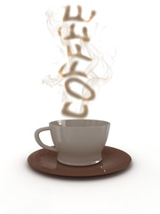 A cup of coffee on white background