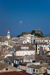 Fototapeta na wymiar View over the roofs of Corfu's capital Kerkyra, Greece