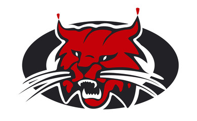 Bobcat, lynx with an open jaws vector